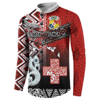 Personalised Aotearoa and Tonga Together Button Sweatshirt Manaia and Tongan Tribal Cross - Taniko and Ngatu Art Tattoo LT03 - Polynesian Pride