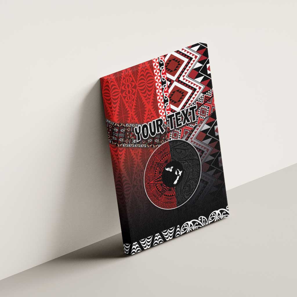 Personalised Aotearoa and Tonga Together Canvas Wall Art Manaia and Tongan Tribal Cross - Taniko and Ngatu Art Tattoo LT03 - Polynesian Pride
