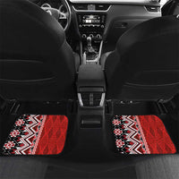 Personalised Aotearoa and Tonga Together Car Mats Manaia and Tongan Tribal Cross - Taniko and Ngatu Art Tattoo LT03 Set 2pcs - Back Red - Polynesian Pride