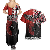 Personalised Aotearoa and Tonga Together Couples Matching Summer Maxi Dress and Hawaiian Shirt Manaia and Tongan Tribal Cross - Taniko and Ngatu Art Tattoo LT03 - Polynesian Pride