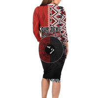 Personalised Aotearoa and Tonga Together Family Matching Long Sleeve Bodycon Dress and Hawaiian Shirt Manaia and Tongan Tribal Cross - Taniko and Ngatu Art Tattoo LT03 - Polynesian Pride