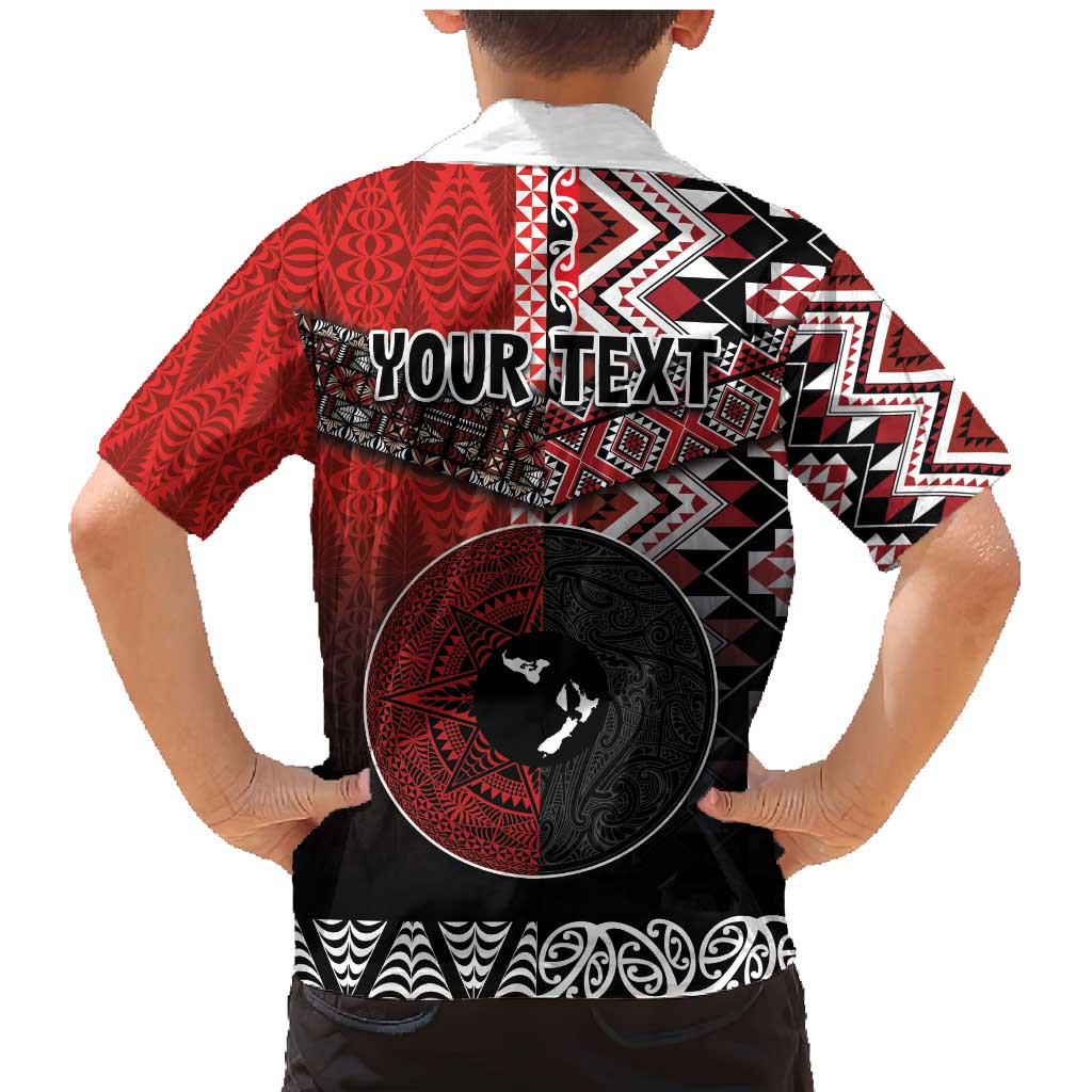 Personalised Aotearoa and Tonga Together Family Matching Mermaid Dress and Hawaiian Shirt Manaia and Tongan Tribal Cross - Taniko and Ngatu Art Tattoo LT03 - Polynesian Pride
