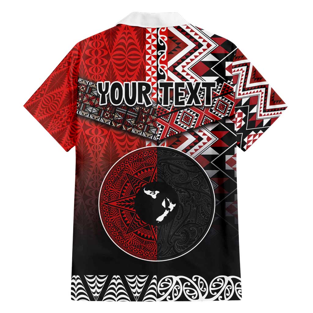 Personalised Aotearoa and Tonga Together Family Matching Puletasi and Hawaiian Shirt Manaia and Tongan Tribal Cross - Taniko and Ngatu Art Tattoo LT03 - Polynesian Pride
