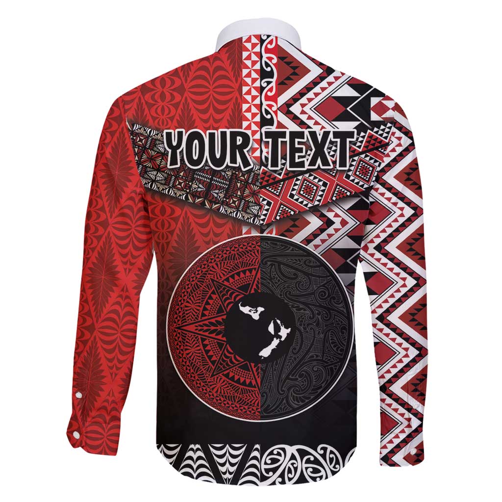 Personalised Aotearoa and Tonga Together Family Matching Puletasi and Hawaiian Shirt Manaia and Tongan Tribal Cross - Taniko and Ngatu Art Tattoo LT03 - Polynesian Pride