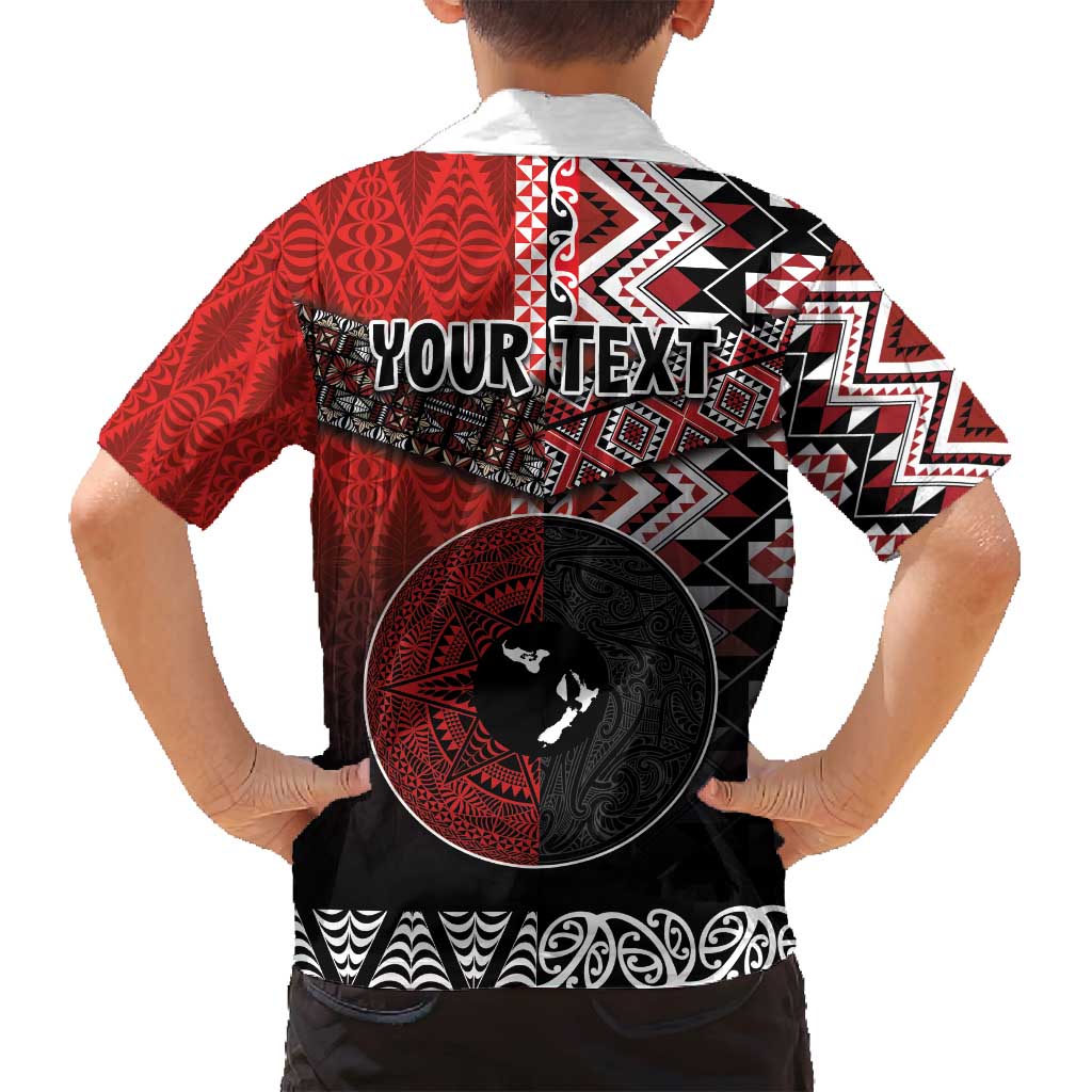 Personalised Aotearoa and Tonga Together Family Matching Summer Maxi Dress and Hawaiian Shirt Manaia and Tongan Tribal Cross - Taniko and Ngatu Art Tattoo LT03 - Polynesian Pride