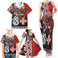 Personalised Aotearoa and Tonga Together Family Matching Tank Maxi Dress and Hawaiian Shirt Manaia and Tongan Tribal Cross - Taniko and Ngatu Art Tattoo LT03 - Polynesian Pride