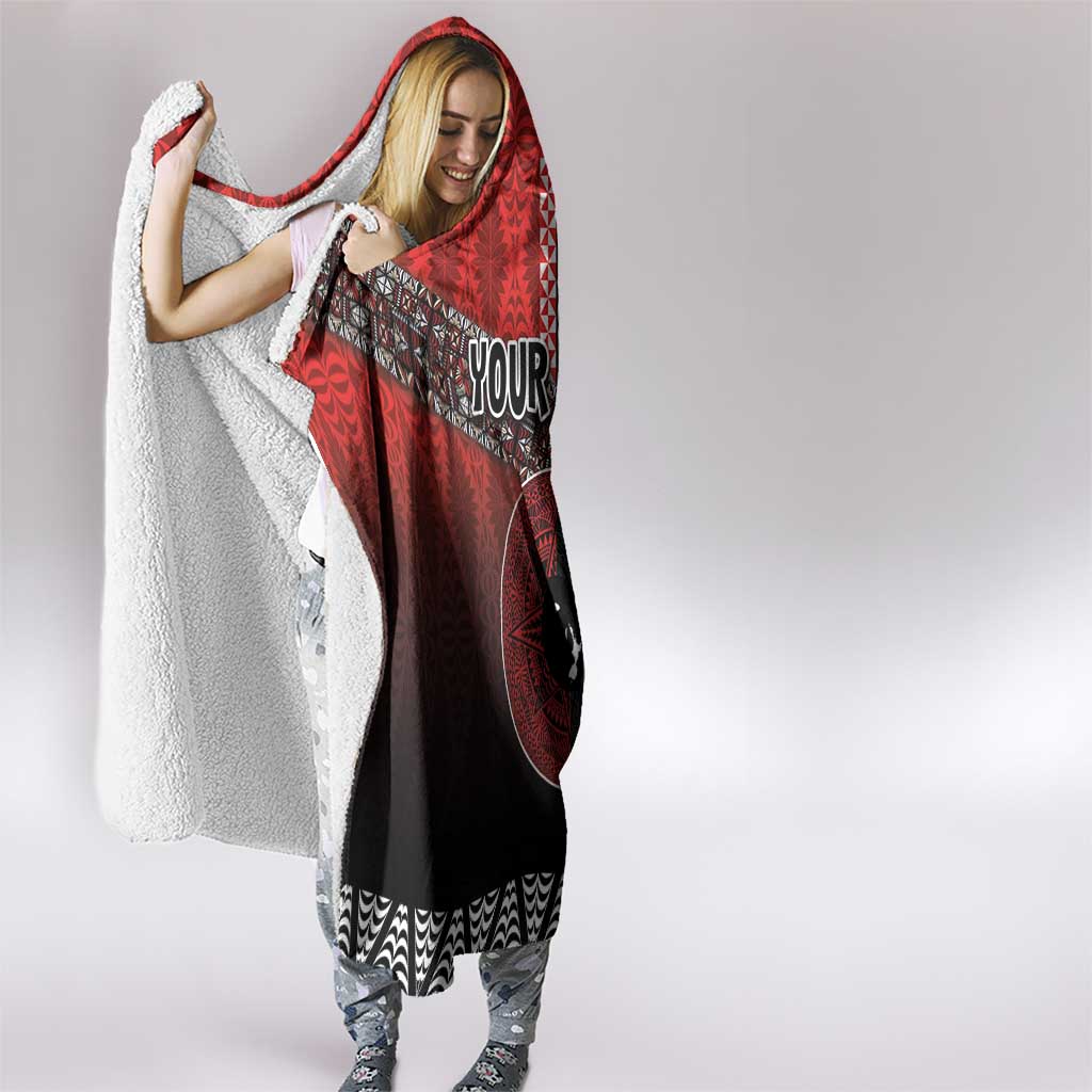 Personalised Aotearoa and Tonga Together Hooded Blanket Manaia and Tongan Tribal Cross - Taniko and Ngatu Art Tattoo LT03 - Polynesian Pride