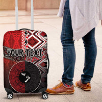Personalised Aotearoa and Tonga Together Luggage Cover Manaia and Tongan Tribal Cross - Taniko and Ngatu Art Tattoo LT03 Red - Polynesian Pride
