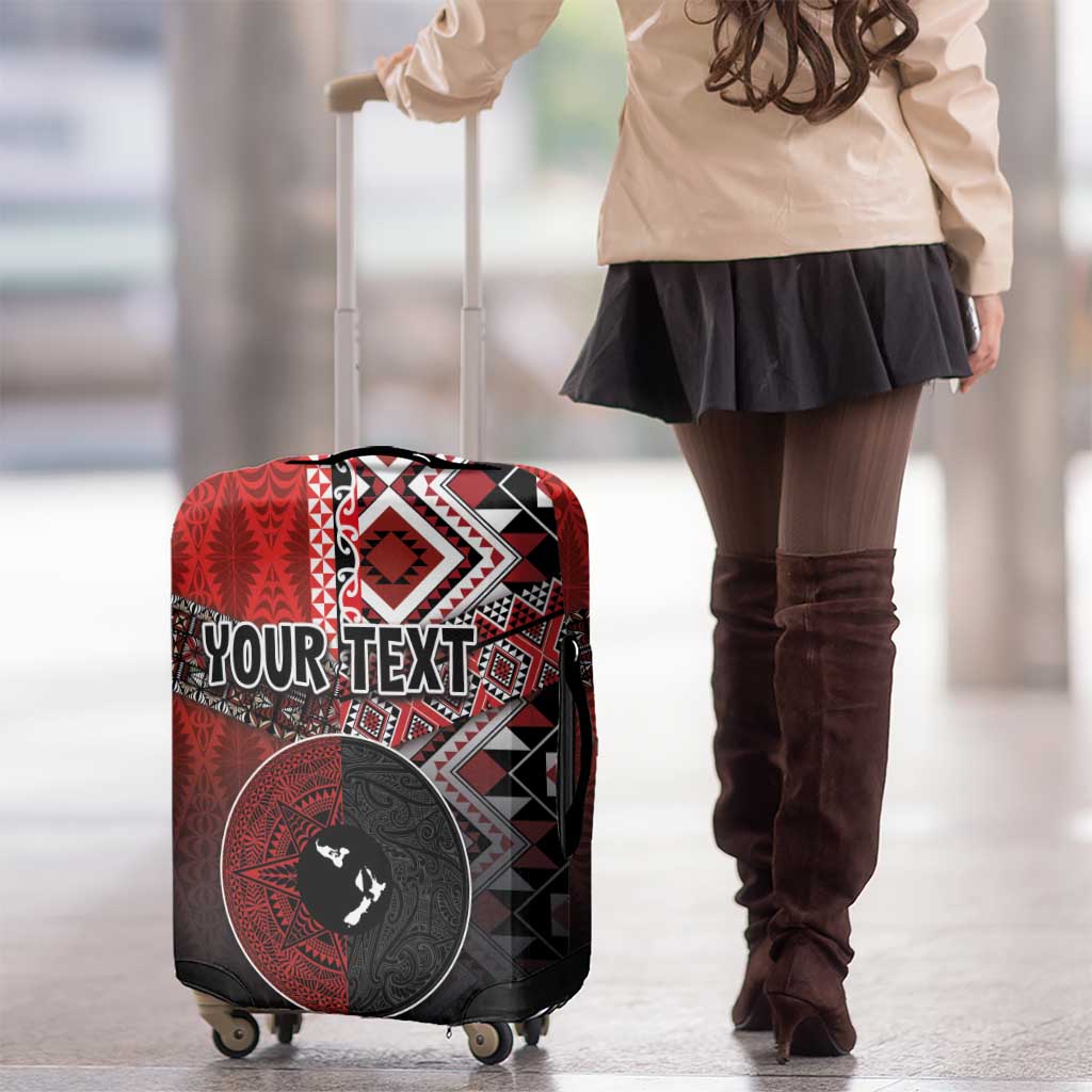 Personalised Aotearoa and Tonga Together Luggage Cover Manaia and Tongan Tribal Cross - Taniko and Ngatu Art Tattoo LT03 - Polynesian Pride