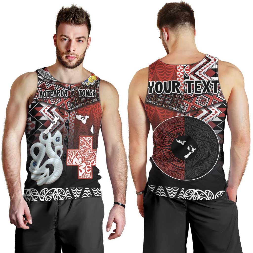 Personalised Aotearoa and Tonga Together Men Tank Top Manaia and Tongan Tribal Cross - Taniko and Ngatu Art Tattoo LT03 - Polynesian Pride