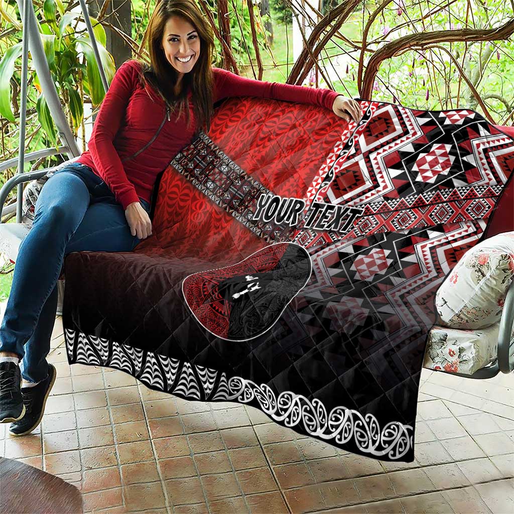Personalised Aotearoa and Tonga Together Quilt Manaia and Tongan Tribal Cross - Taniko and Ngatu Art Tattoo LT03 - Polynesian Pride