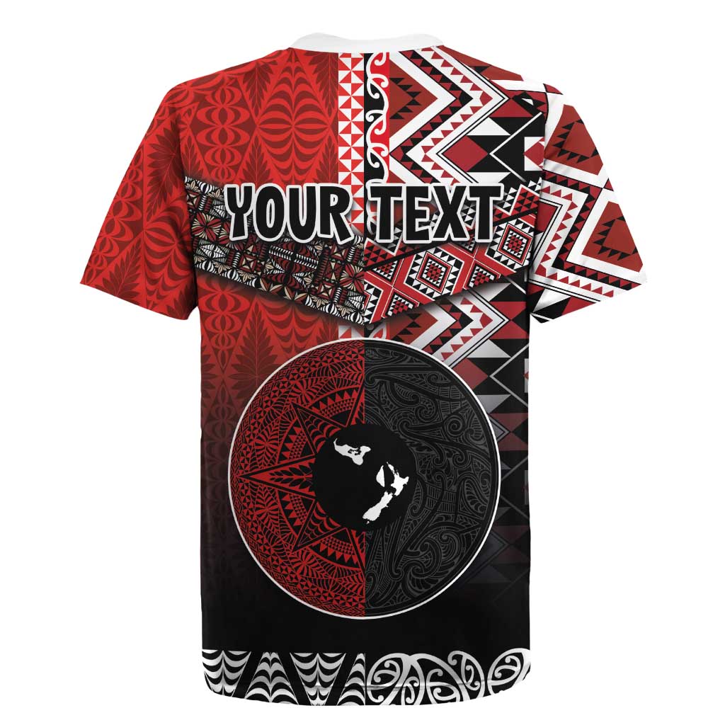 Personalised Aotearoa and Tonga Together Rugby Jersey Manaia and Tongan Tribal Cross - Taniko and Ngatu Art Tattoo LT03 - Polynesian Pride