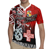 Personalised Aotearoa and Tonga Together Rugby Jersey Manaia and Tongan Tribal Cross - Taniko and Ngatu Art Tattoo LT03 - Polynesian Pride