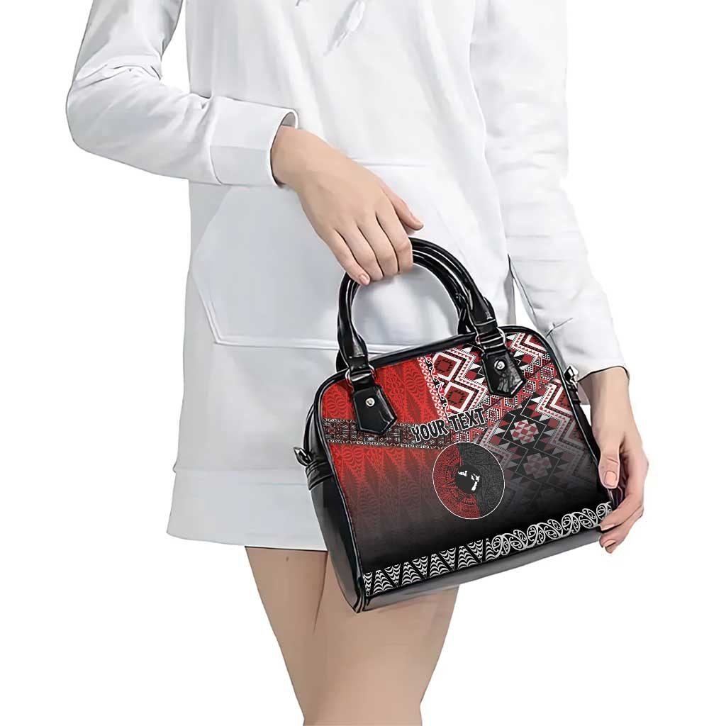 Personalised Aotearoa and Tonga Together Shoulder Handbag Manaia and Tongan Tribal Cross - Taniko and Ngatu Art Tattoo LT03 - Polynesian Pride