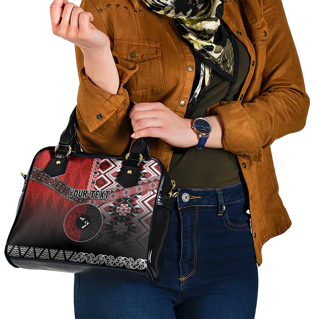 Personalised Aotearoa and Tonga Together Shoulder Handbag Manaia and Tongan Tribal Cross - Taniko and Ngatu Art Tattoo LT03 - Polynesian Pride