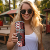 Personalised Aotearoa and Tonga Together Skinny Tumbler Manaia and Tongan Tribal Cross - Taniko and Ngatu Art Tattoo LT03 - Polynesian Pride
