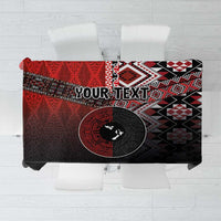 Personalised Aotearoa and Tonga Together Tablecloth Manaia and Tongan Tribal Cross - Taniko and Ngatu Art Tattoo LT03 Red - Polynesian Pride