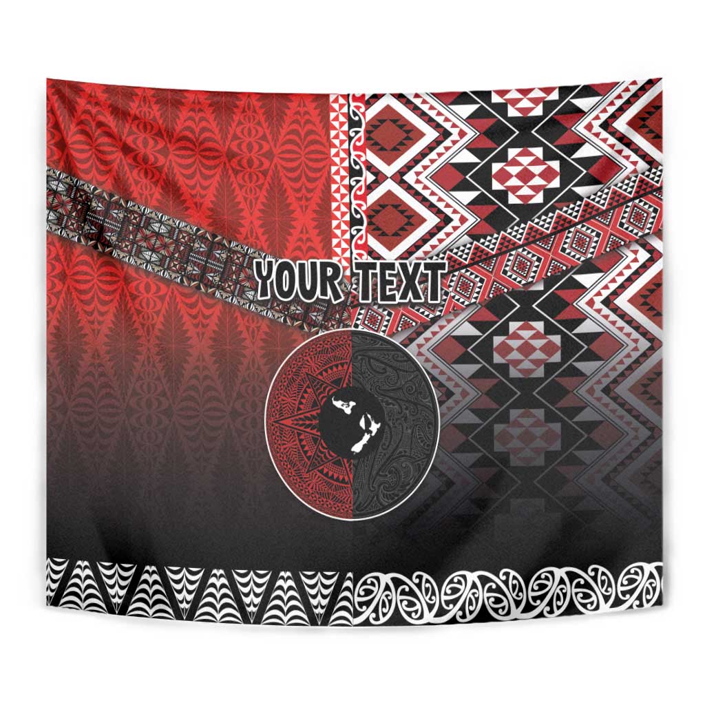 Personalised Aotearoa and Tonga Together Tapestry Manaia and Tongan Tribal Cross - Taniko and Ngatu Art Tattoo LT03 - Polynesian Pride