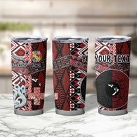 Personalised Aotearoa and Tonga Together Tumbler Cup Manaia and Tongan Tribal Cross - Taniko and Ngatu Art Tattoo LT03 - Polynesian Pride