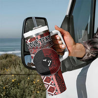 Personalised Aotearoa and Tonga Together Tumbler With Handle Manaia and Tongan Tribal Cross - Taniko and Ngatu Art Tattoo LT03 - Polynesian Pride