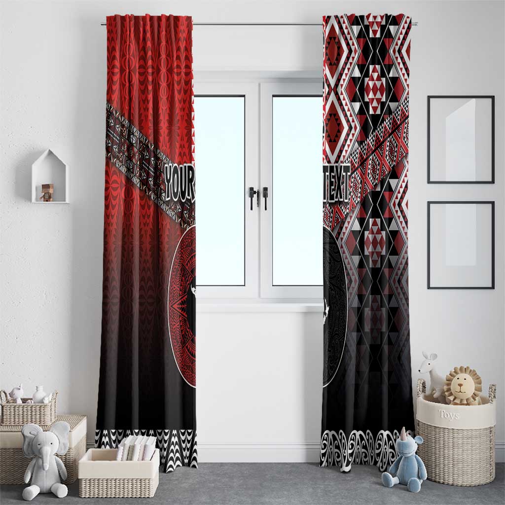 Personalised Aotearoa and Tonga Together Window Curtain Manaia and Tongan Tribal Cross - Taniko and Ngatu Art Tattoo LT03 - Polynesian Pride