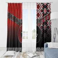 Personalised Aotearoa and Tonga Together Window Curtain Manaia and Tongan Tribal Cross - Taniko and Ngatu Art Tattoo LT03 - Polynesian Pride