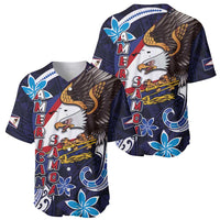 American Samoa Flag Day Baseball Jersey Bald Eagle with Uatogi and Fue - Polynesian and Floral Tribal Tattoo LT03 - Polynesian Pride