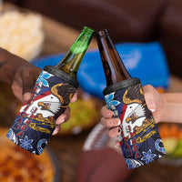 American Samoa Flag Day 4 in 1 Can Cooler Tumbler Bald Eagle with Uatogi and Fue - Polynesian and Floral Tribal Tattoo LT03 - Polynesian Pride