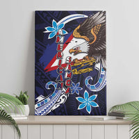 American Samoa Flag Day Canvas Wall Art Bald Eagle with Uatogi and Fue - Polynesian and Floral Tribal Tattoo LT03 - Polynesian Pride