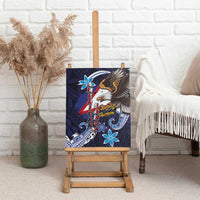 American Samoa Flag Day Canvas Wall Art Bald Eagle with Uatogi and Fue - Polynesian and Floral Tribal Tattoo LT03 - Polynesian Pride