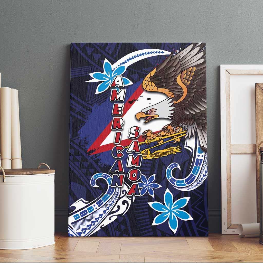 American Samoa Flag Day Canvas Wall Art Bald Eagle with Uatogi and Fue - Polynesian and Floral Tribal Tattoo LT03 - Polynesian Pride