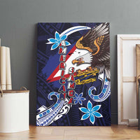 American Samoa Flag Day Canvas Wall Art Bald Eagle with Uatogi and Fue - Polynesian and Floral Tribal Tattoo LT03 - Polynesian Pride