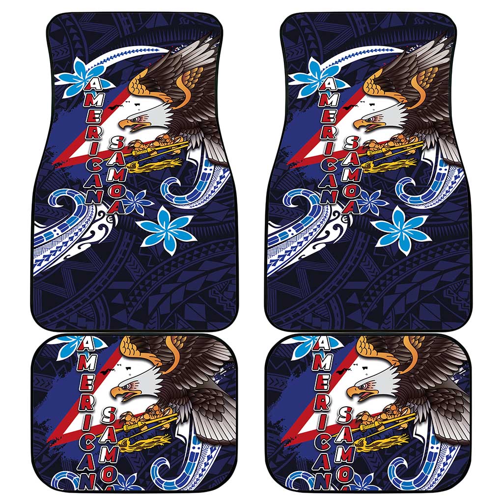American Samoa Flag Day Car Mats Bald Eagle with Uatogi and Fue - Polynesian and Floral Tribal Tattoo LT03 - Polynesian Pride
