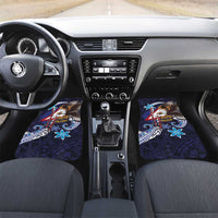 American Samoa Flag Day Car Mats Bald Eagle with Uatogi and Fue - Polynesian and Floral Tribal Tattoo LT03 Set 2pcs - Front Navy - Polynesian Pride