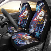 American Samoa Flag Day Car Seat Cover Bald Eagle with Uatogi and Fue - Polynesian and Floral Tribal Tattoo LT03 - Polynesian Pride