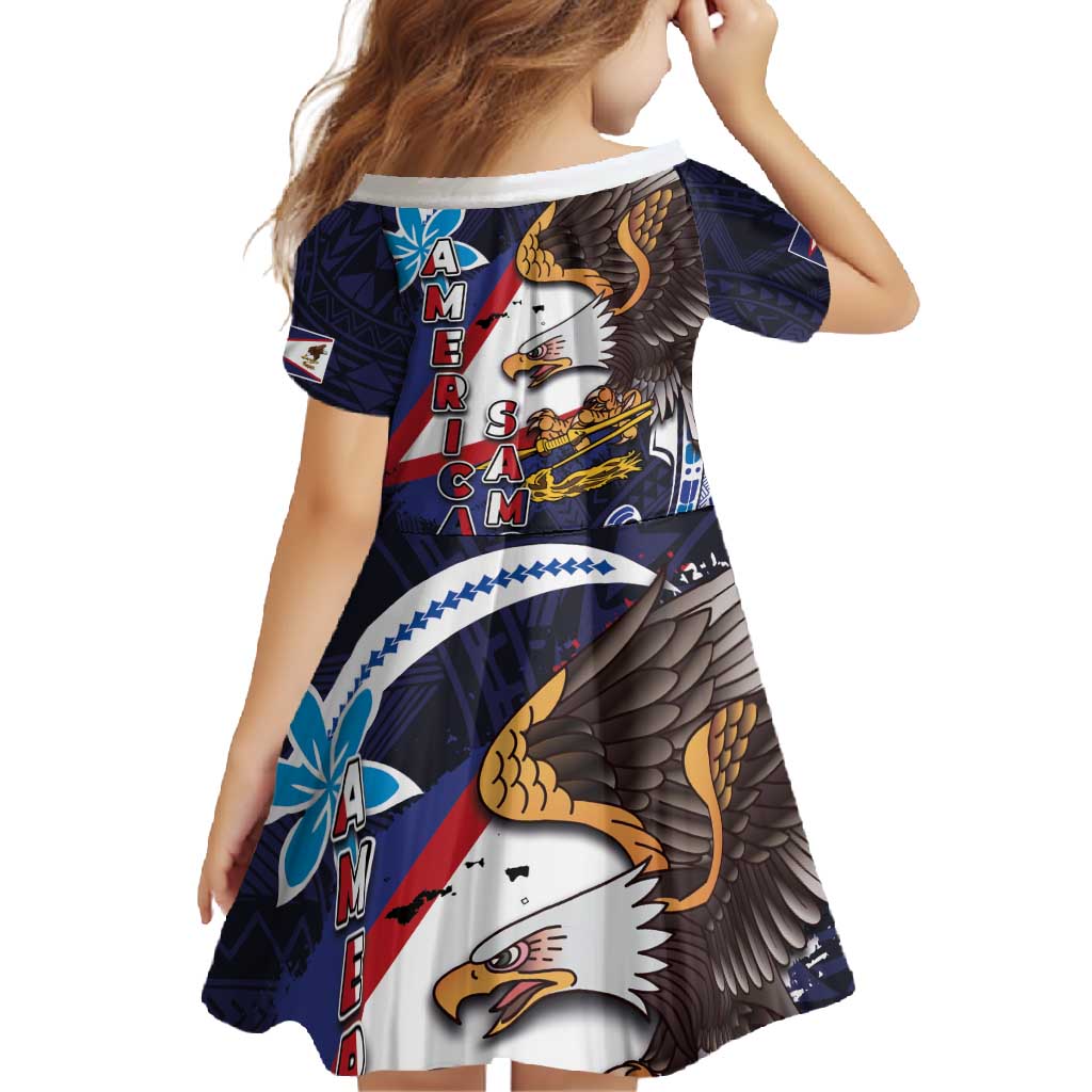 American Samoa Flag Day Family Matching Long Sleeve Bodycon Dress and Hawaiian Shirt Bald Eagle with Uatogi and Fue - Polynesian and Floral Tribal Tattoo LT03 - Polynesian Pride