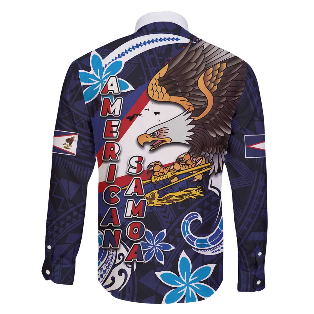 American Samoa Flag Day Family Matching Off Shoulder Maxi Dress and Hawaiian Shirt Bald Eagle with Uatogi and Fue - Polynesian and Floral Tribal Tattoo LT03 - Polynesian Pride