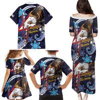 American Samoa Flag Day Family Matching Puletasi and Hawaiian Shirt Bald Eagle with Uatogi and Fue - Polynesian and Floral Tribal Tattoo LT03 - Polynesian Pride