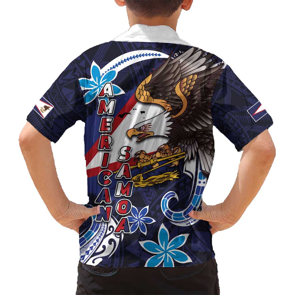 American Samoa Flag Day Family Matching Tank Maxi Dress and Hawaiian Shirt Bald Eagle with Uatogi and Fue - Polynesian and Floral Tribal Tattoo LT03 - Polynesian Pride