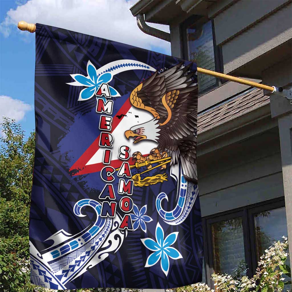 American Samoa Flag Day Garden Flag Bald Eagle with Uatogi and Fue - Polynesian and Floral Tribal Tattoo LT03 - Polynesian Pride
