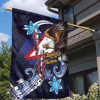 American Samoa Flag Day Garden Flag Bald Eagle with Uatogi and Fue - Polynesian and Floral Tribal Tattoo LT03 - Polynesian Pride
