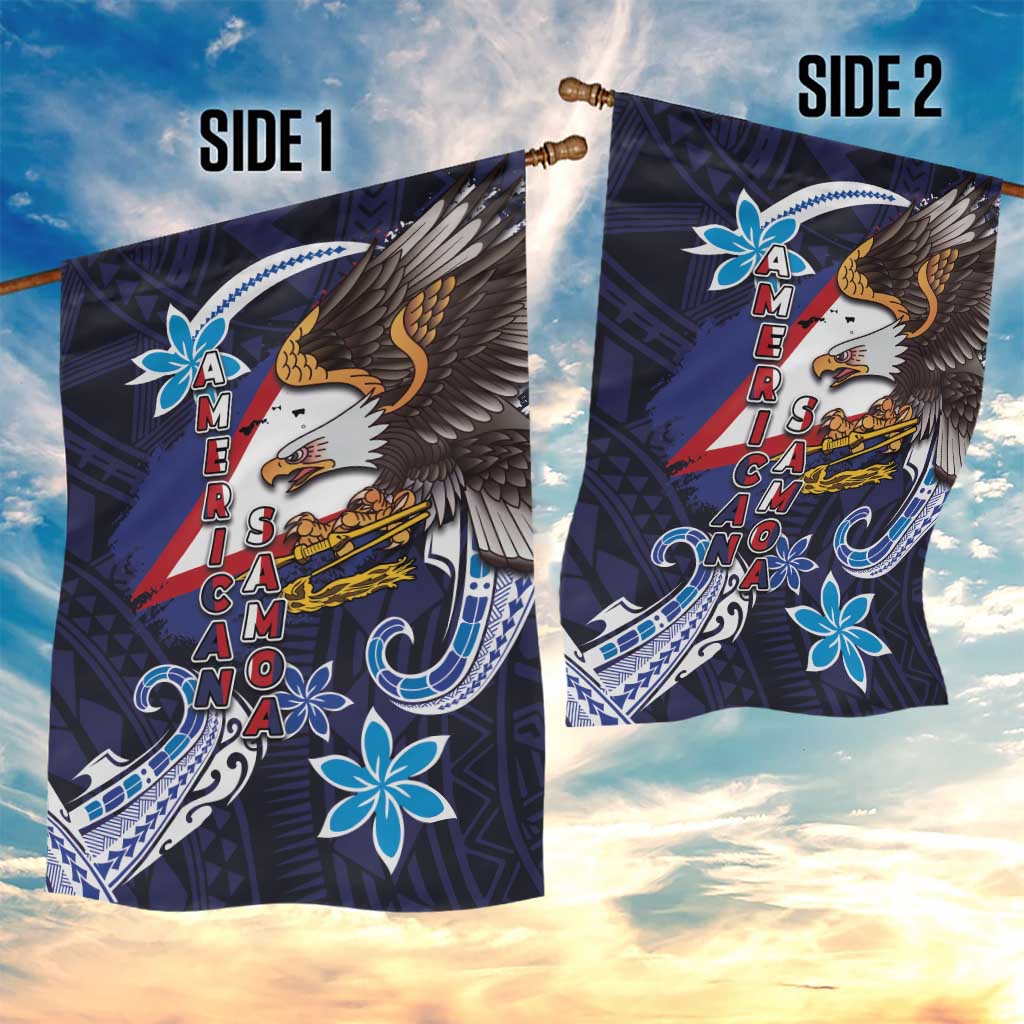 American Samoa Flag Day Garden Flag Bald Eagle with Uatogi and Fue - Polynesian and Floral Tribal Tattoo LT03 - Polynesian Pride