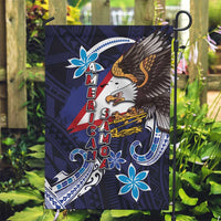 American Samoa Flag Day Garden Flag Bald Eagle with Uatogi and Fue - Polynesian and Floral Tribal Tattoo LT03 Garden Flag Navy - Polynesian Pride