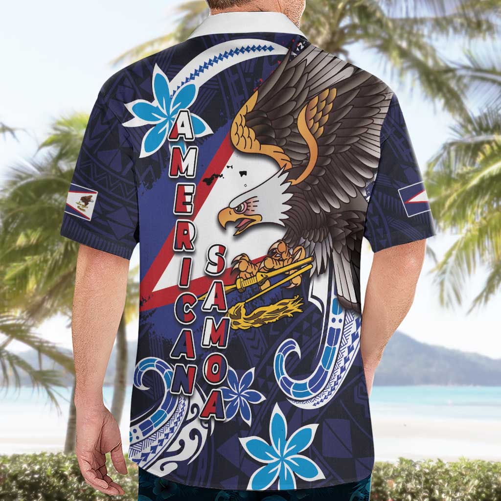 American Samoa Flag Day Hawaiian Shirt Bald Eagle with Uatogi and Fue - Polynesian and Floral Tribal Tattoo LT03 - Polynesian Pride