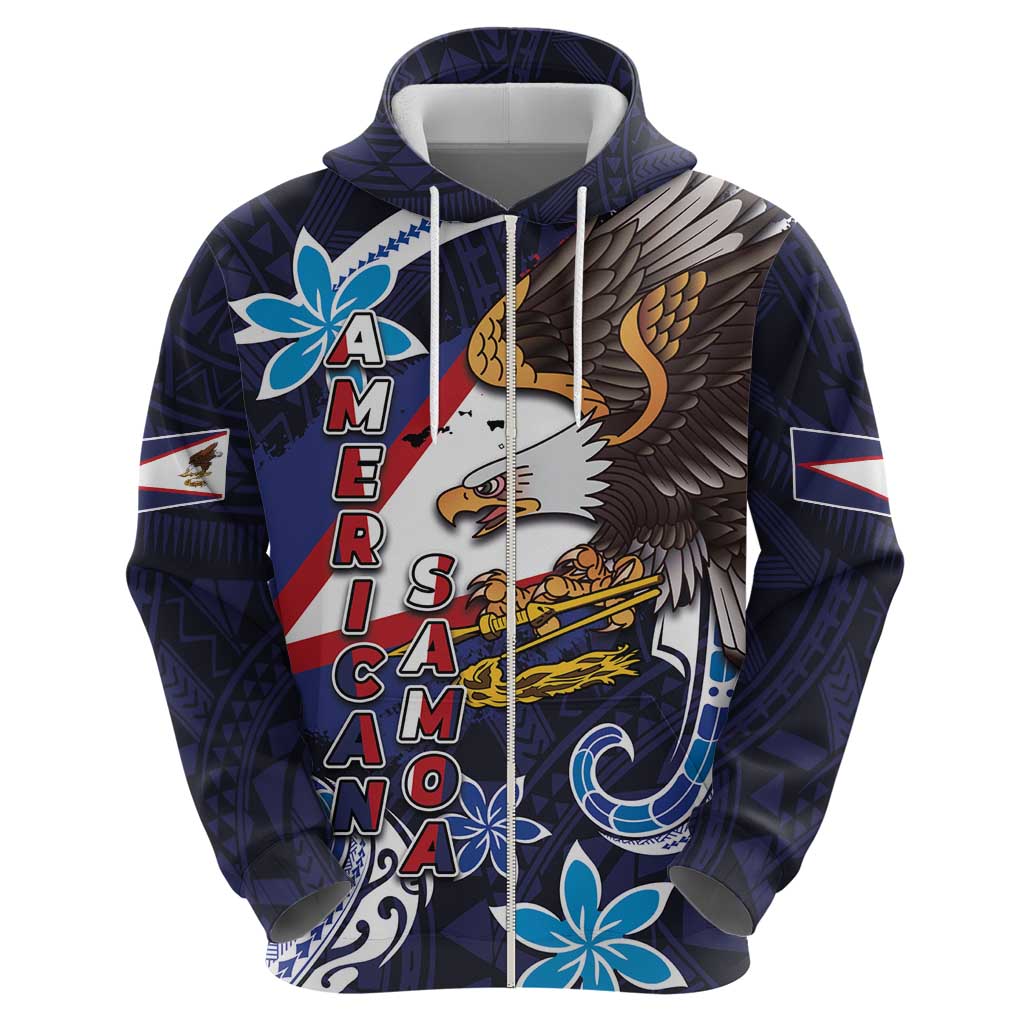 American Samoa Flag Day Hoodie Bald Eagle with Uatogi and Fue - Polynesian and Floral Tribal Tattoo LT03 - Polynesian Pride