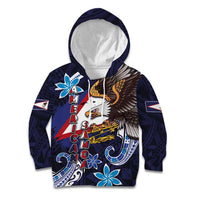 American Samoa Flag Day Kid Hoodie Bald Eagle with Uatogi and Fue - Polynesian and Floral Tribal Tattoo LT03 Hoodie Navy - Polynesian Pride