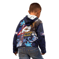 American Samoa Flag Day Kid Hoodie Bald Eagle with Uatogi and Fue - Polynesian and Floral Tribal Tattoo LT03 - Polynesian Pride