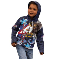 American Samoa Flag Day Kid Hoodie Bald Eagle with Uatogi and Fue - Polynesian and Floral Tribal Tattoo LT03 - Polynesian Pride