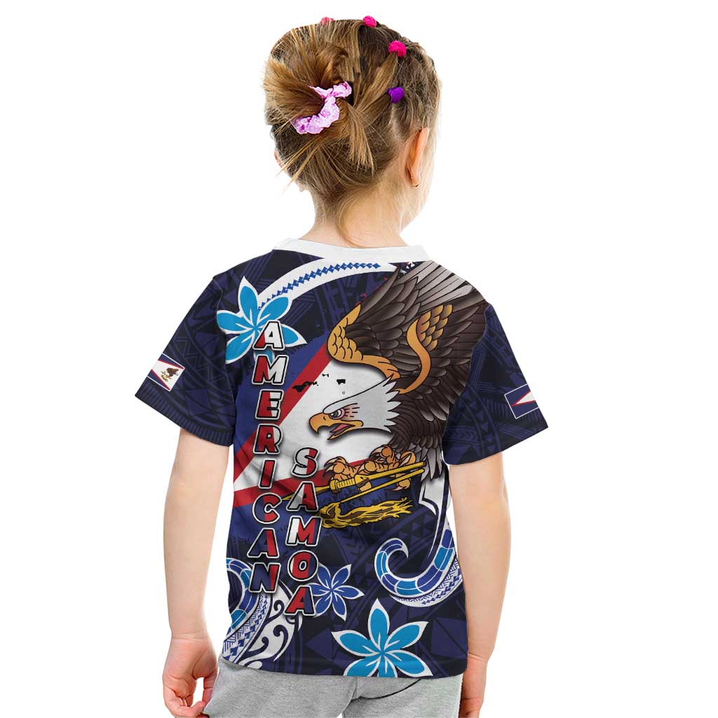 American Samoa Flag Day Kid T Shirt Bald Eagle with Uatogi and Fue - Polynesian and Floral Tribal Tattoo LT03 - Polynesian Pride