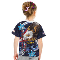 American Samoa Flag Day Kid T Shirt Bald Eagle with Uatogi and Fue - Polynesian and Floral Tribal Tattoo LT03 - Polynesian Pride